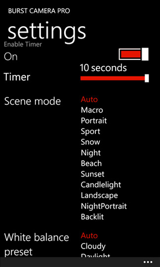 Burst Camera Pro - программа для Windows Phone