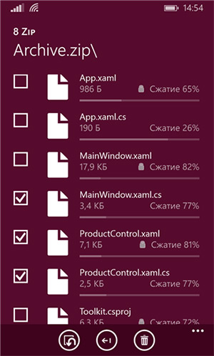 8 Zip - программа для Windows Phone