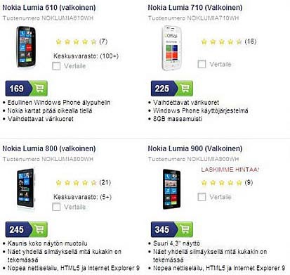 Цены на Lumia первого поколения падает Цены на Lumia первого поколения падает