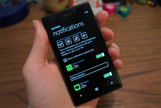 Новая фотография центра уведомлений Windows Phone 8.1