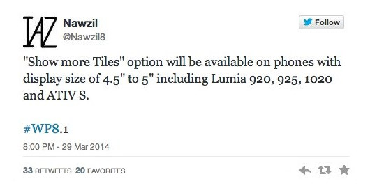 В Windows Phone 8.1 появится третий ряд плиток не для всех смартфонов