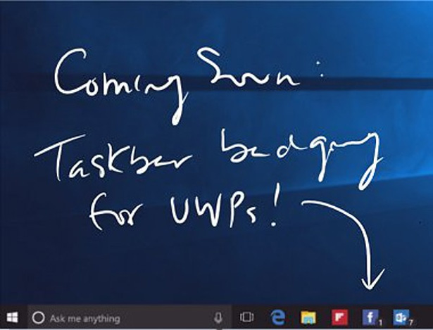 В Windows 10 Anniversary Update ожидается появление счетчика уведомлений в иконках на панели задач