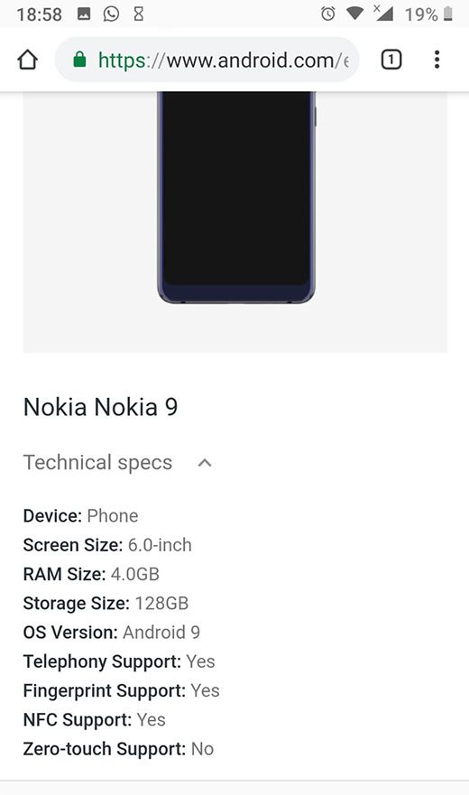 На официальном сайте Google появились новые подробности о Nokia 9 PureView